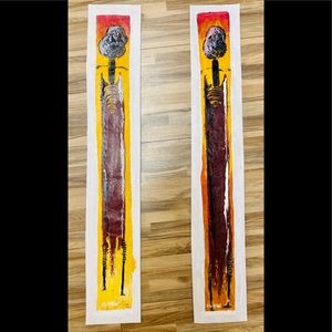 Tinga tinga art oil paint Masai style pair